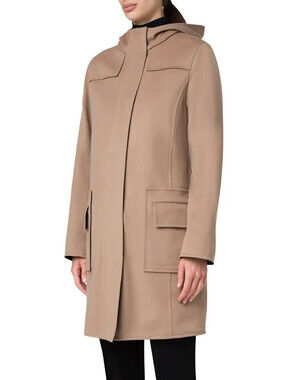 NEW, Akris Punto Duffel Reversible Coat in Malt Black Sz 2 #W189
